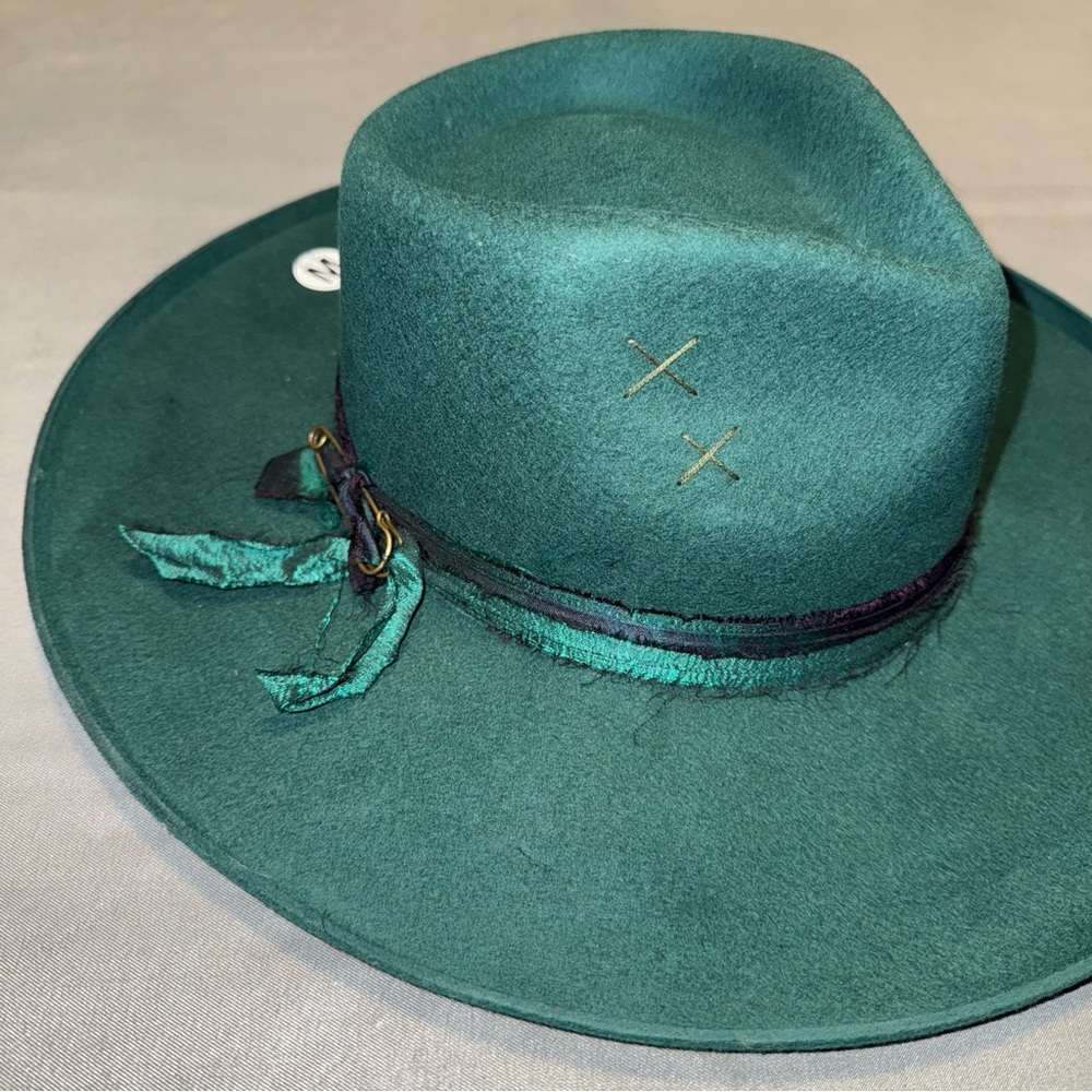 Green Pencil Brim Fedora Hat Size Medium 7
